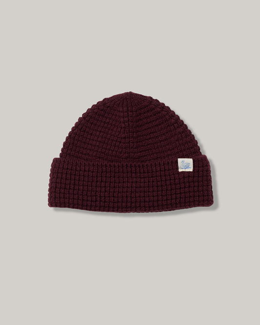 MERZ B. SCHWANEN WAFFLE STRUCTURE STURDY BEANIE - BURGUNDY