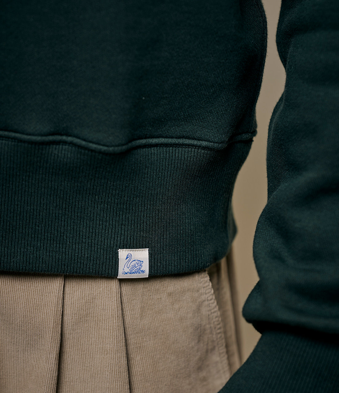 MERZ B SCHWANEN ZIP COLLAR SWEATSHIRT - FOREST