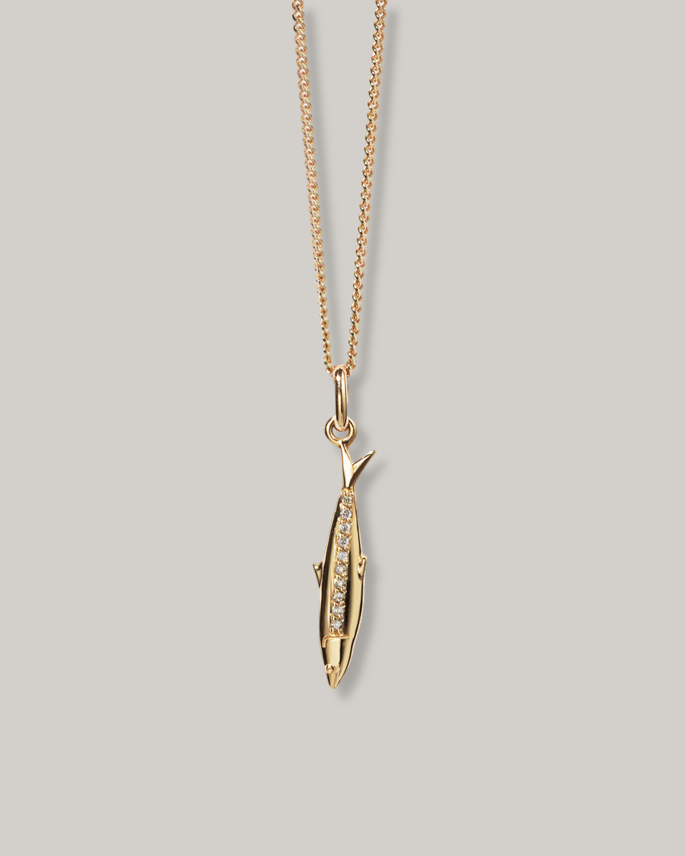 MEADOWLARK SARDINE CHARM NECKLACE - GOLD PLATED