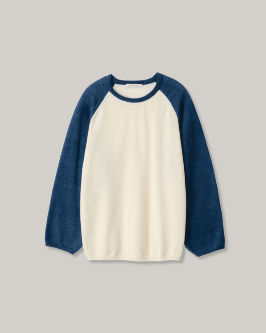 NOTHING WRITTEN PALIE RAGLAN PULLOVER - IVORY/ BLUE