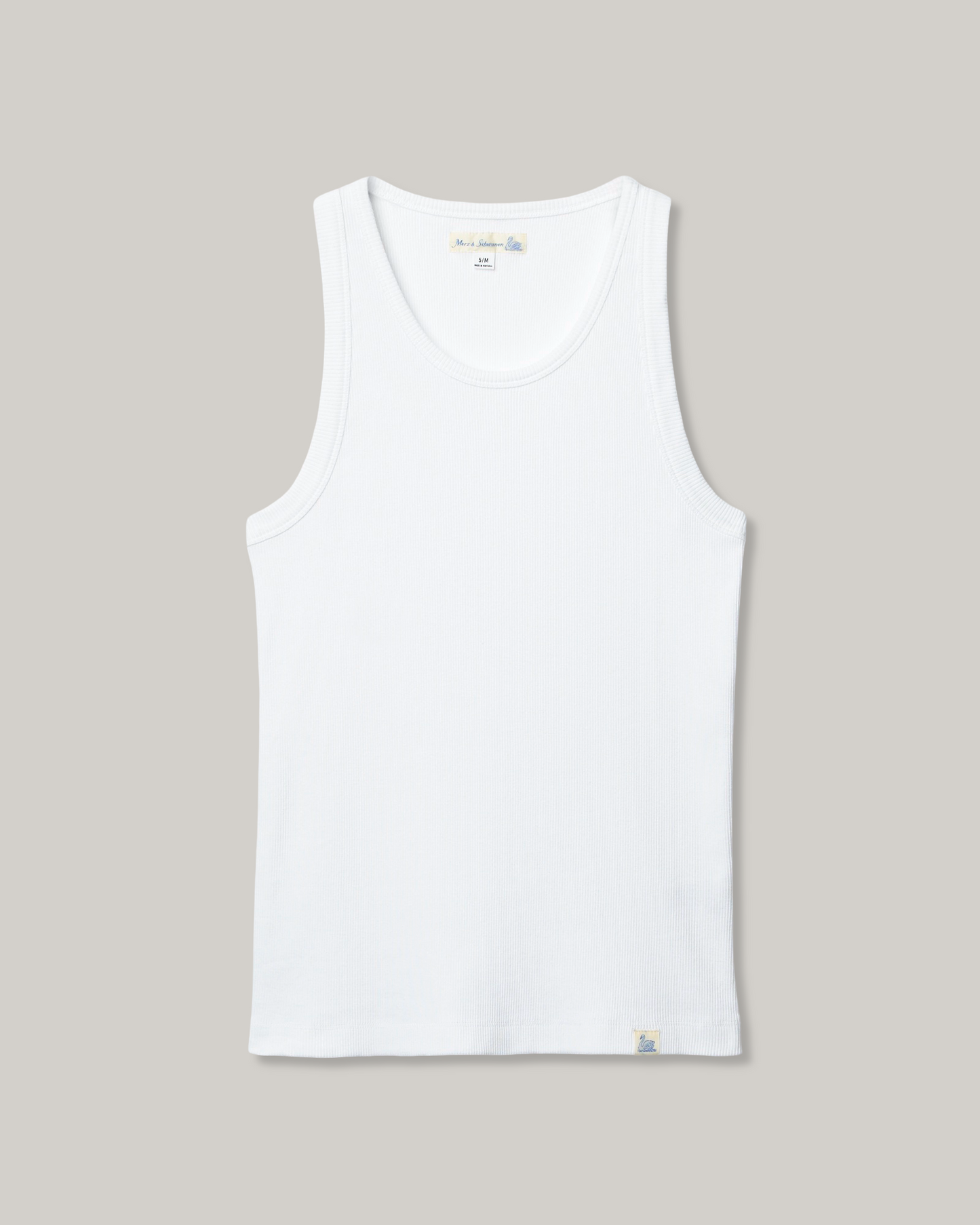 MERZ B. SCHWANEN ICONIC RIBBED TANK TOP - WHITE