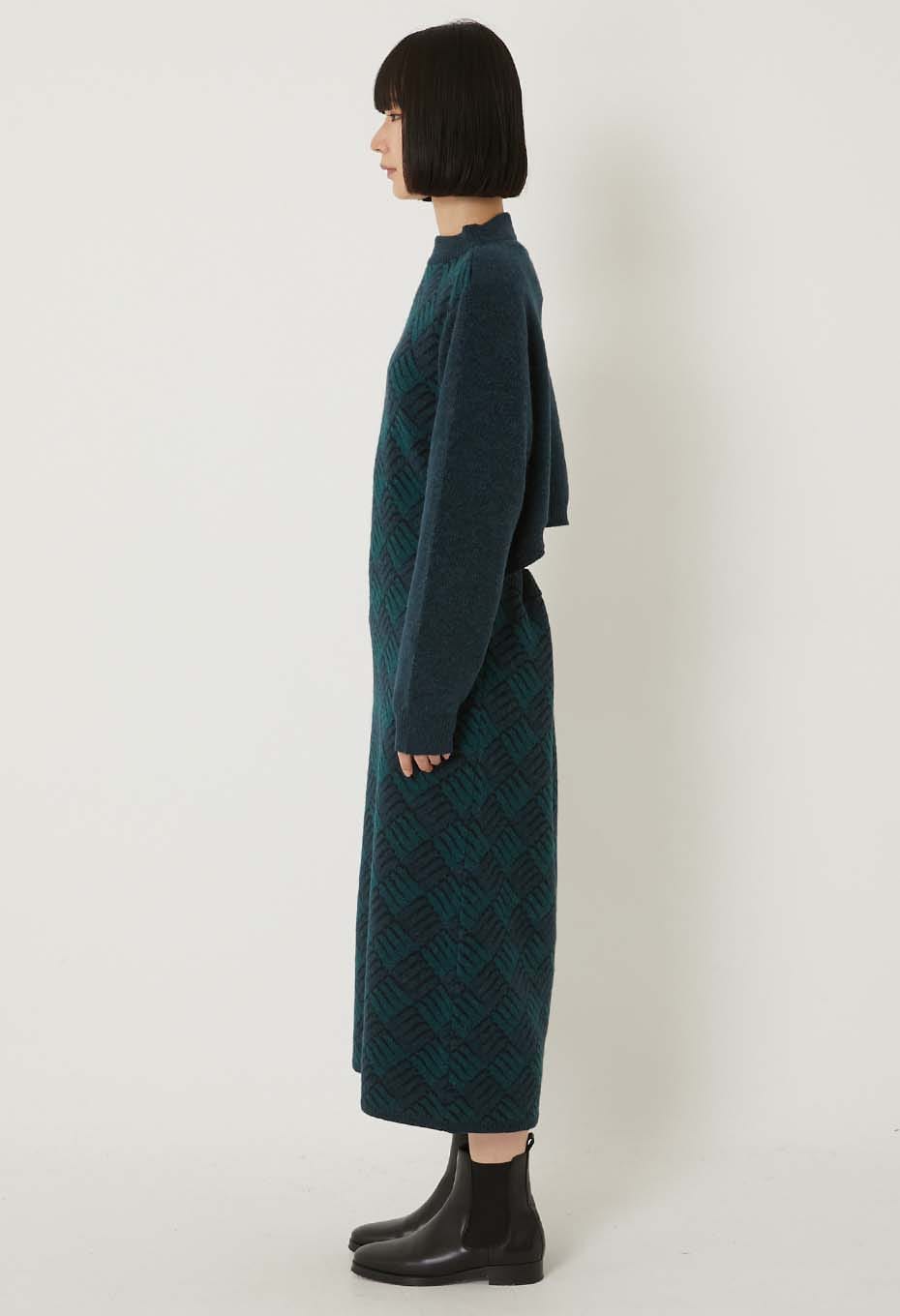 BLUE BLUE JAPAN WOMEN'S WIND AND WAVE PATTERN DRESS - TEAL