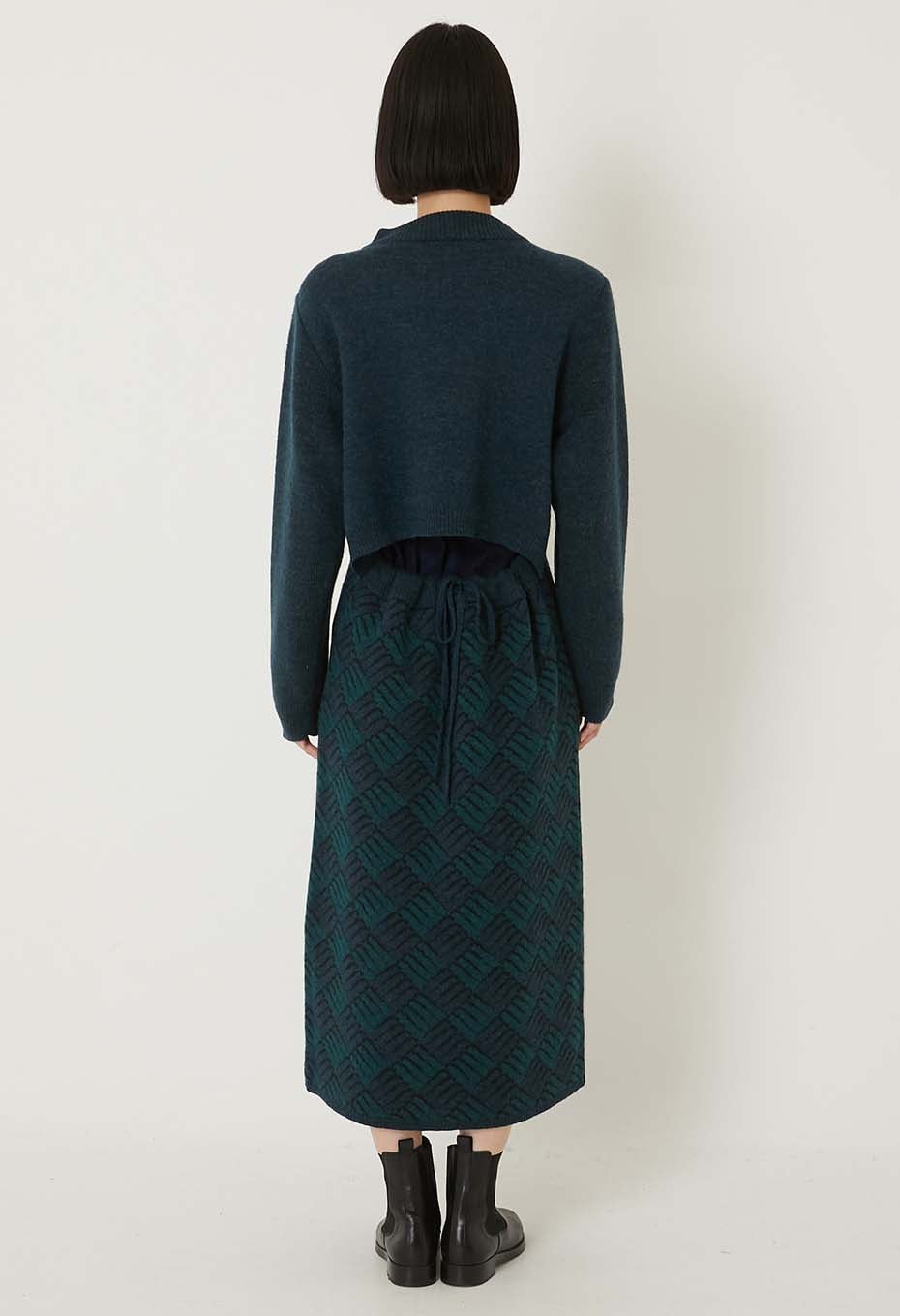 BLUE BLUE JAPAN WOMEN'S WIND AND WAVE PATTERN DRESS - TEAL