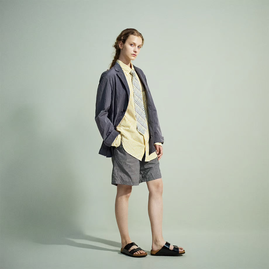 TS(S) SIMPLE PLAID LINEN CLOTH NECK TIE - WHITE/ WINE