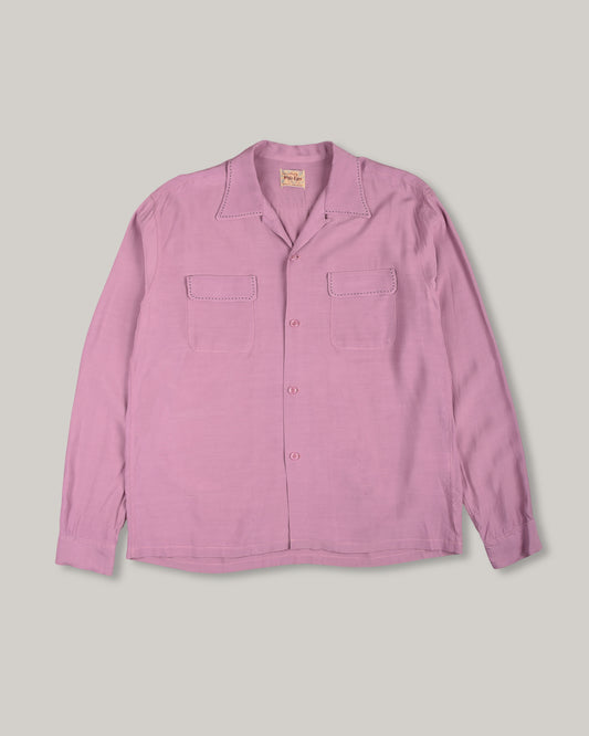 STYLE EYES SADDLE STITCH L/S RAYON BOWLING SHIRT - PURPLE