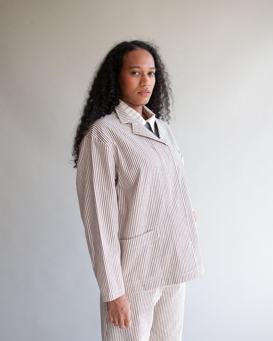 W'MENSWEAR SERVICE BLAZER - BROWN STRIPE