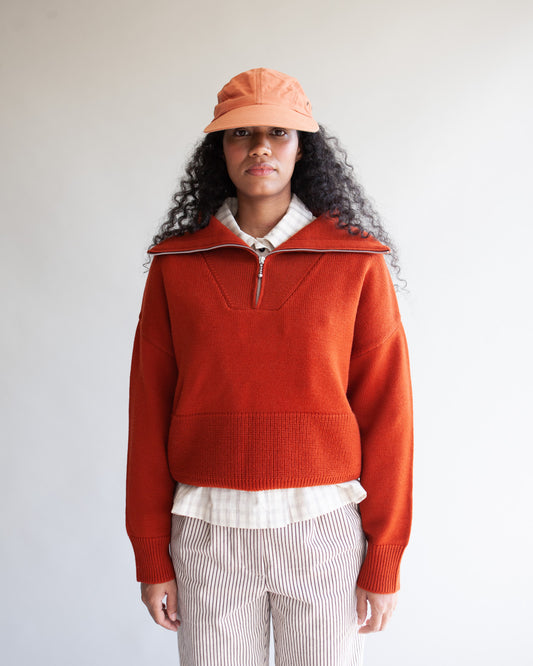 W'MENSWEAR TRACK SWEATER - BURNT ORANGE