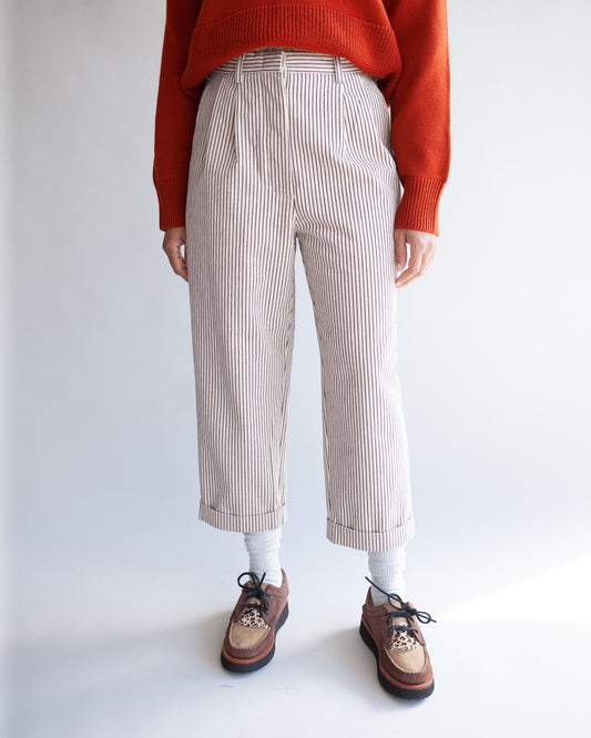 W'MENSWEAR SISTERS TROUSER - BROWN STRIPE