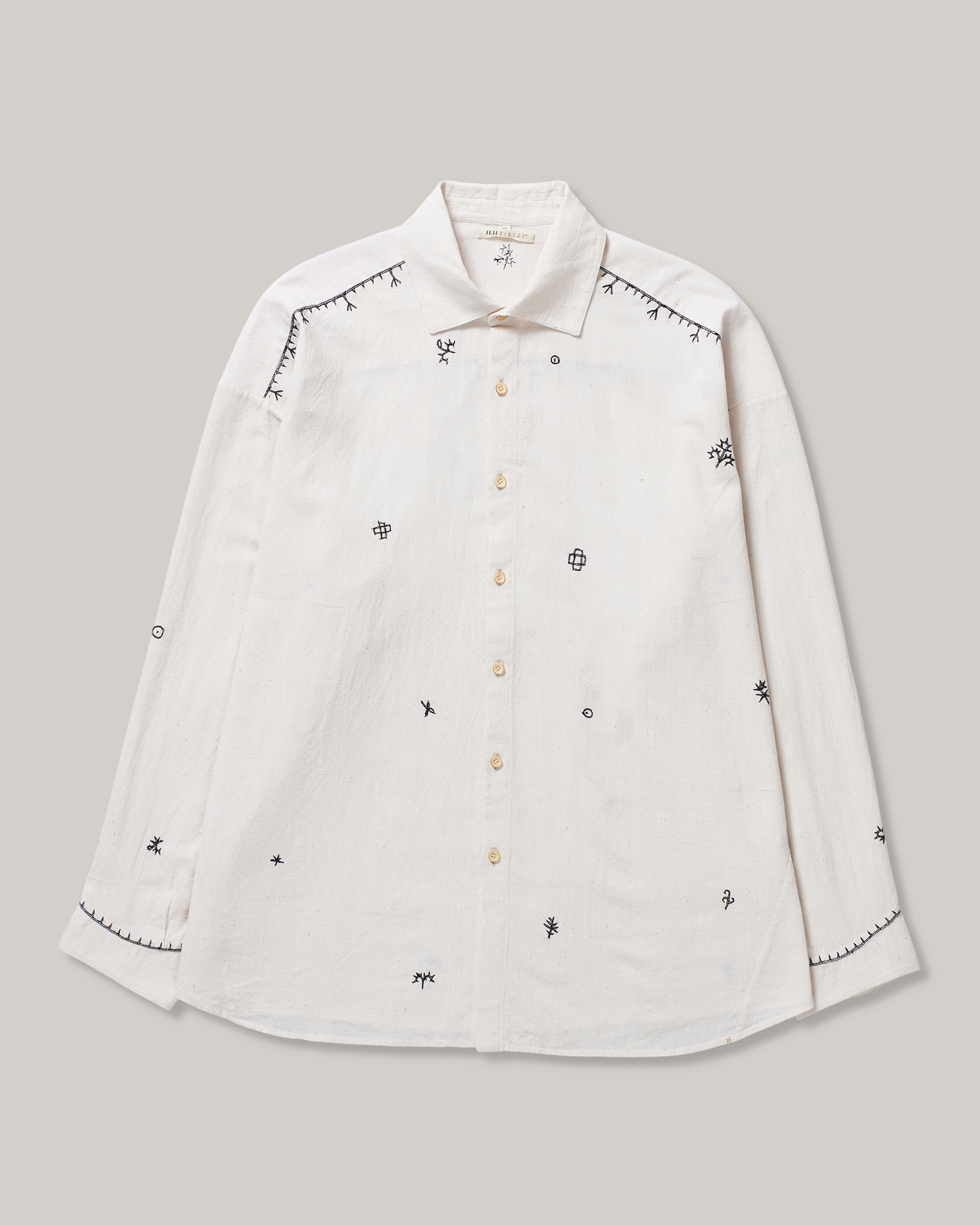 11.11 UNISEX EMBROIDERED SHIRT - ECRU