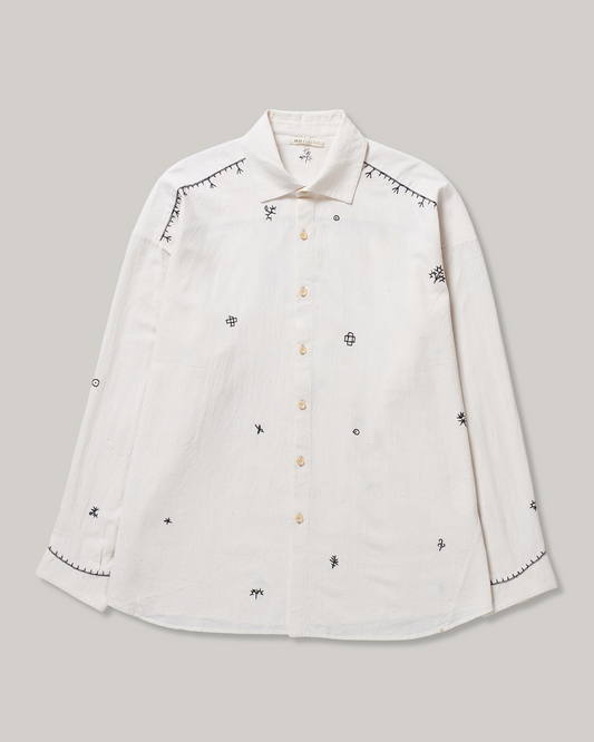 11.11 UNISEX EMBROIDERED SHIRT - ECRU