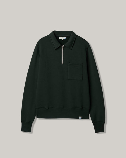 MERZ B SCHWANEN ZIP COLLAR SWEATSHIRT - FOREST