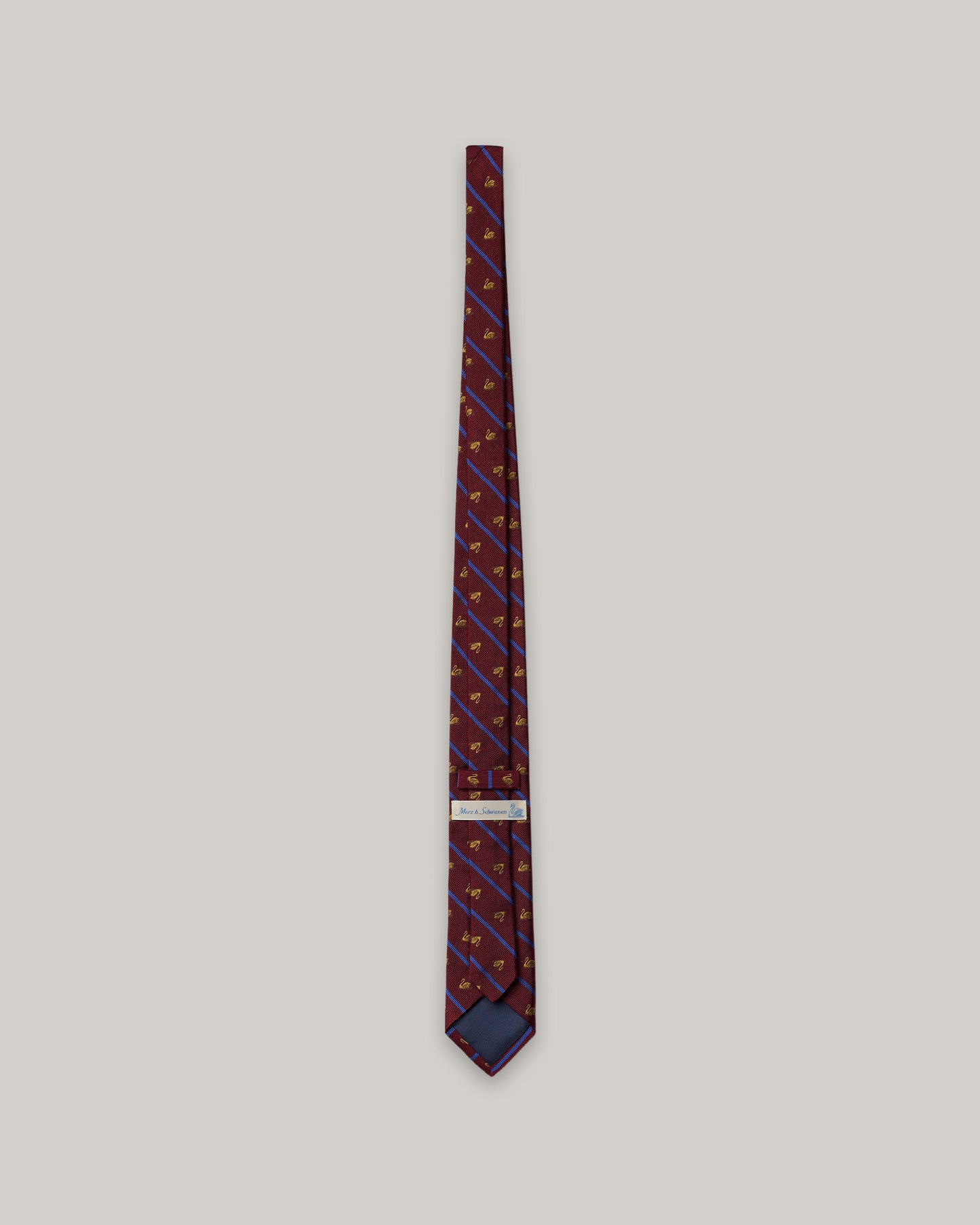 MERZ B. SCHWANEN SILK TIE - SWAN DRIFT - CARMINE RED