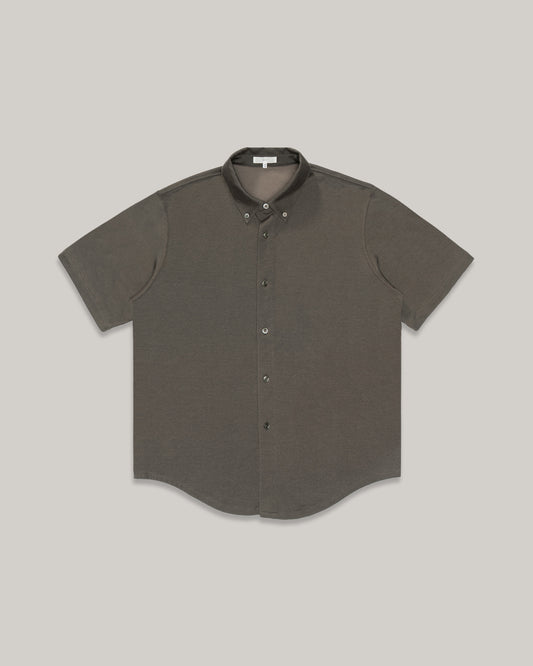 LADY WHITE CO. SS JERSEY BUTTON DOWN - GREY OLIVE