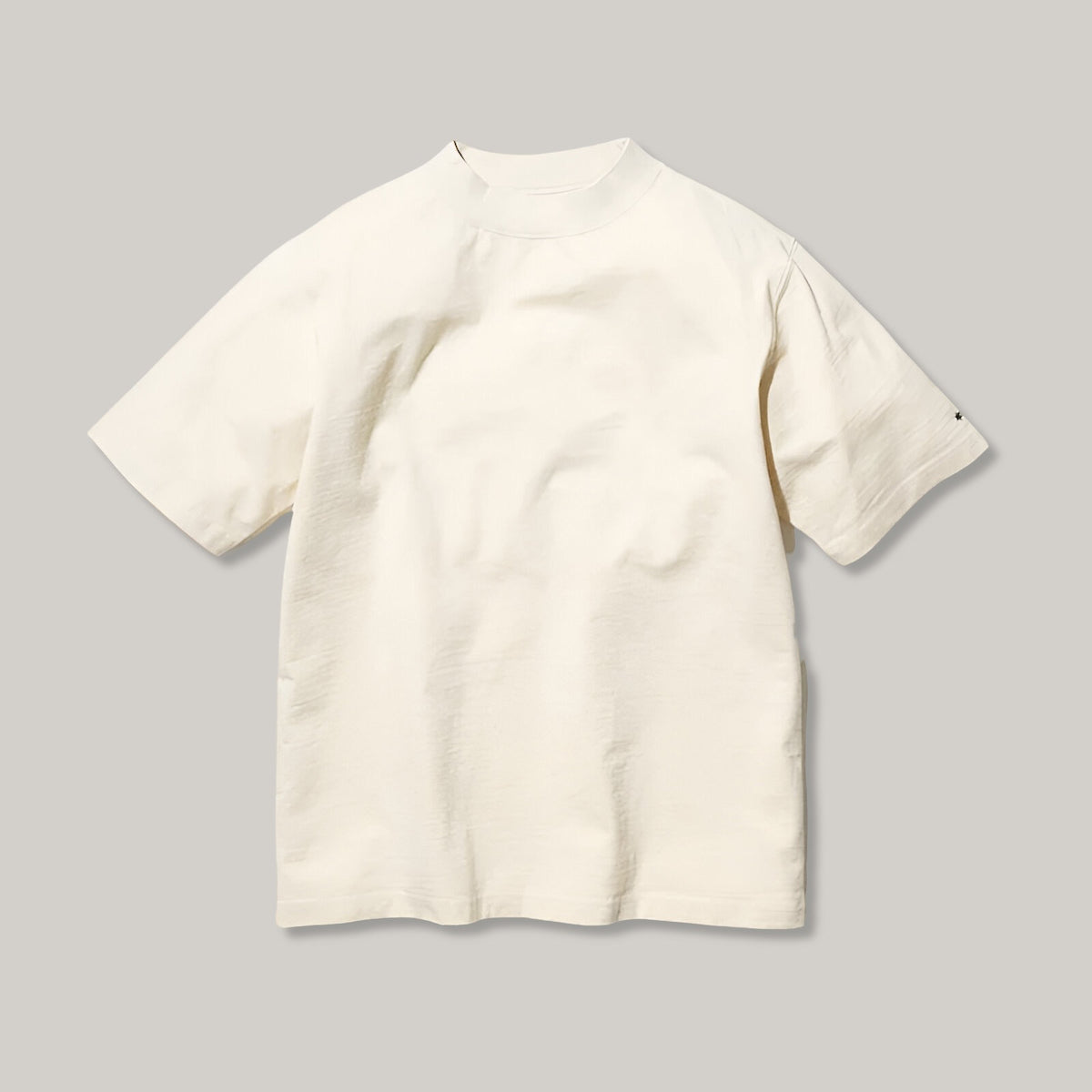 SNOWPEAK RECYCLED COTTON MOCKNECK T-SHIRT - ECRU