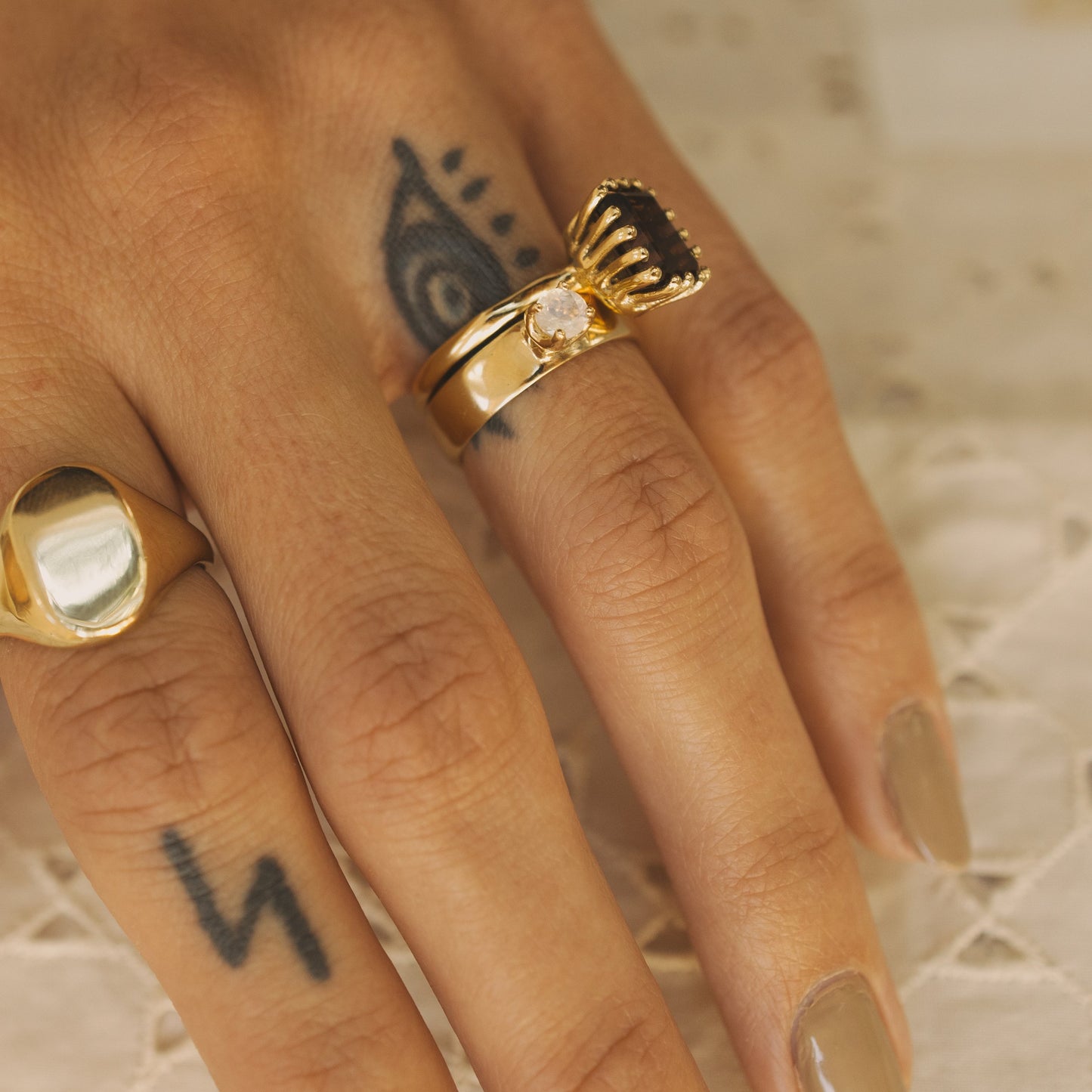 MEREWIF RAMONA GOLD RING - SMOKY TOPAZ