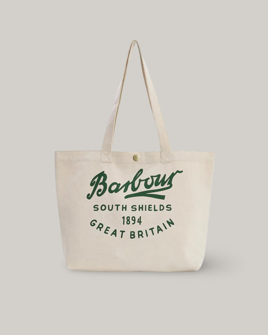BARBOUR SCRIPT TOTE BAG - NATURAL