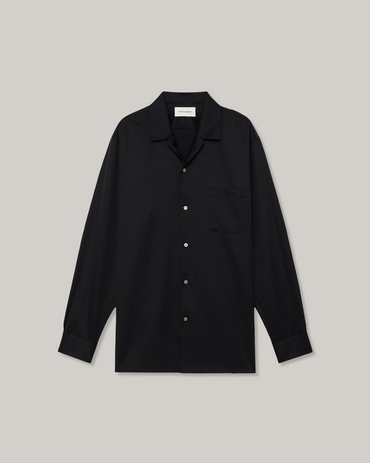 MARKAWARE ITALIAN OPEN COLLAR SHIRT - BLACK