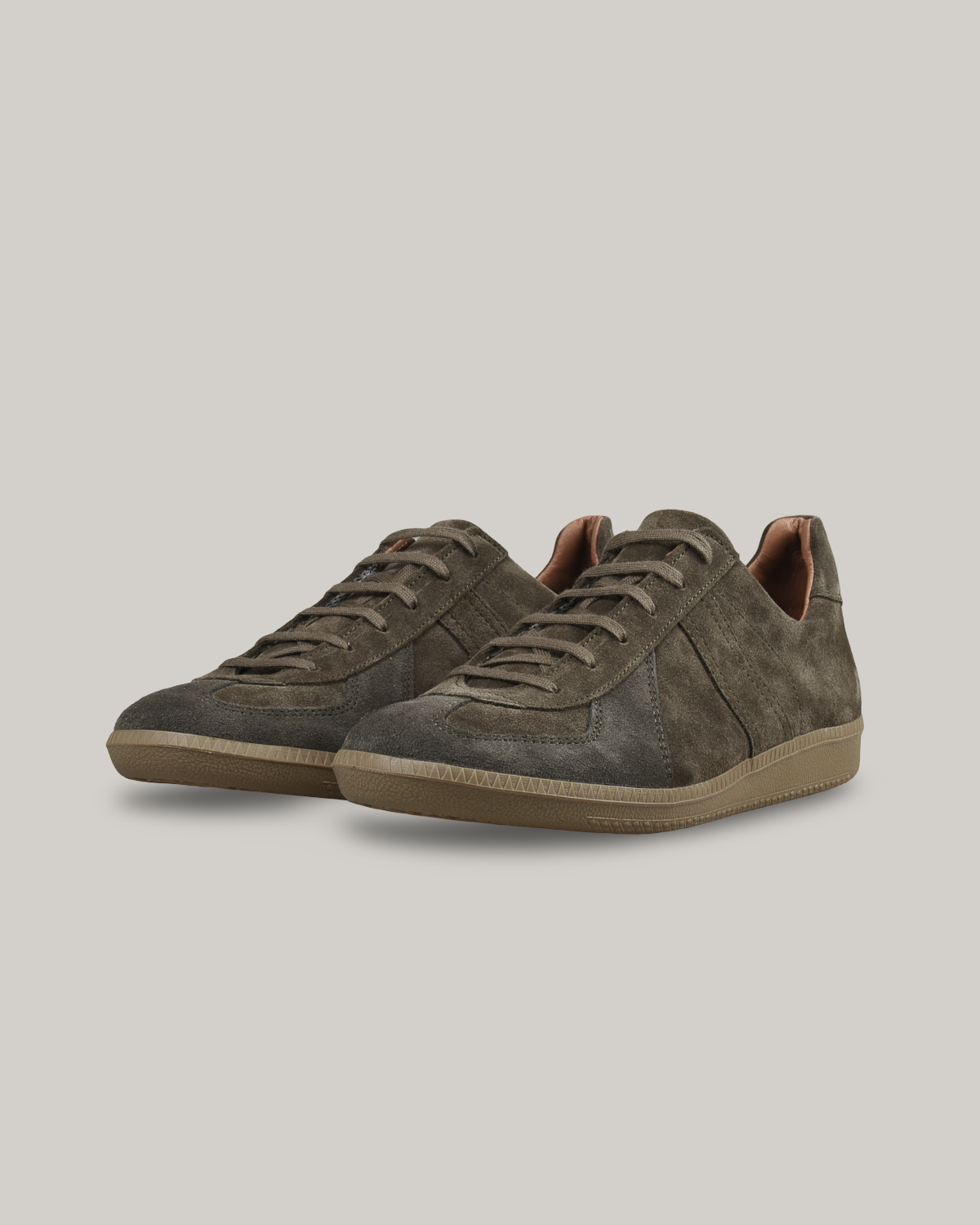 REPRODUCTION OF FOUND - GERMAN MILITARY TRAINER - OLIVE SUEDE
