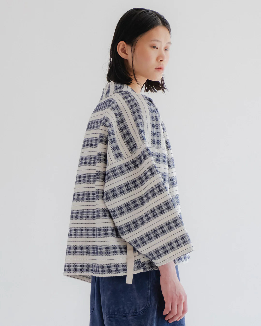GIRLS OF DUST KIMONO - BELDI JACQUARD - OFF WHITE/ BLUE