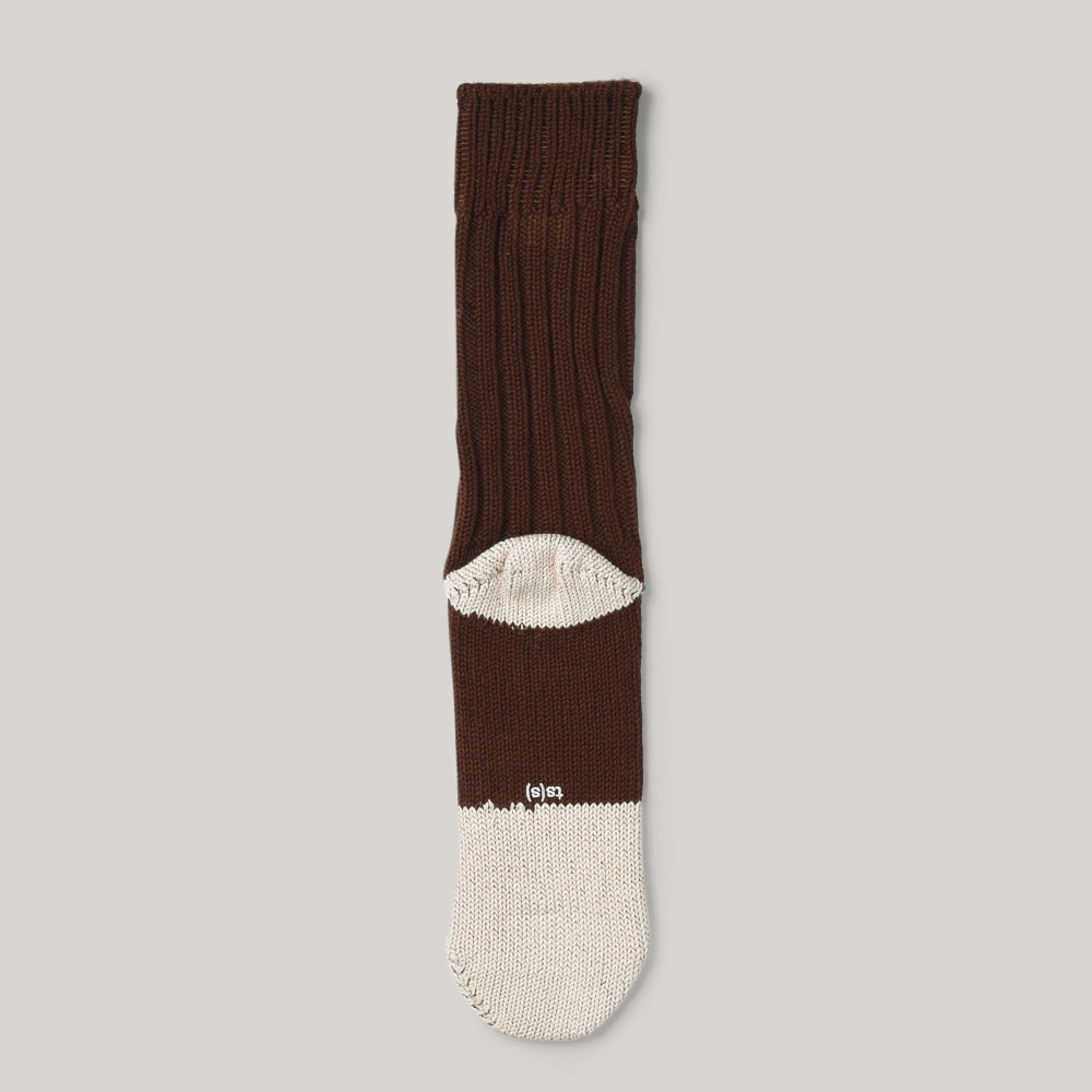 TS(S) UNPAIRED COTTON RIB SOCK (SINGLE) - BROWN