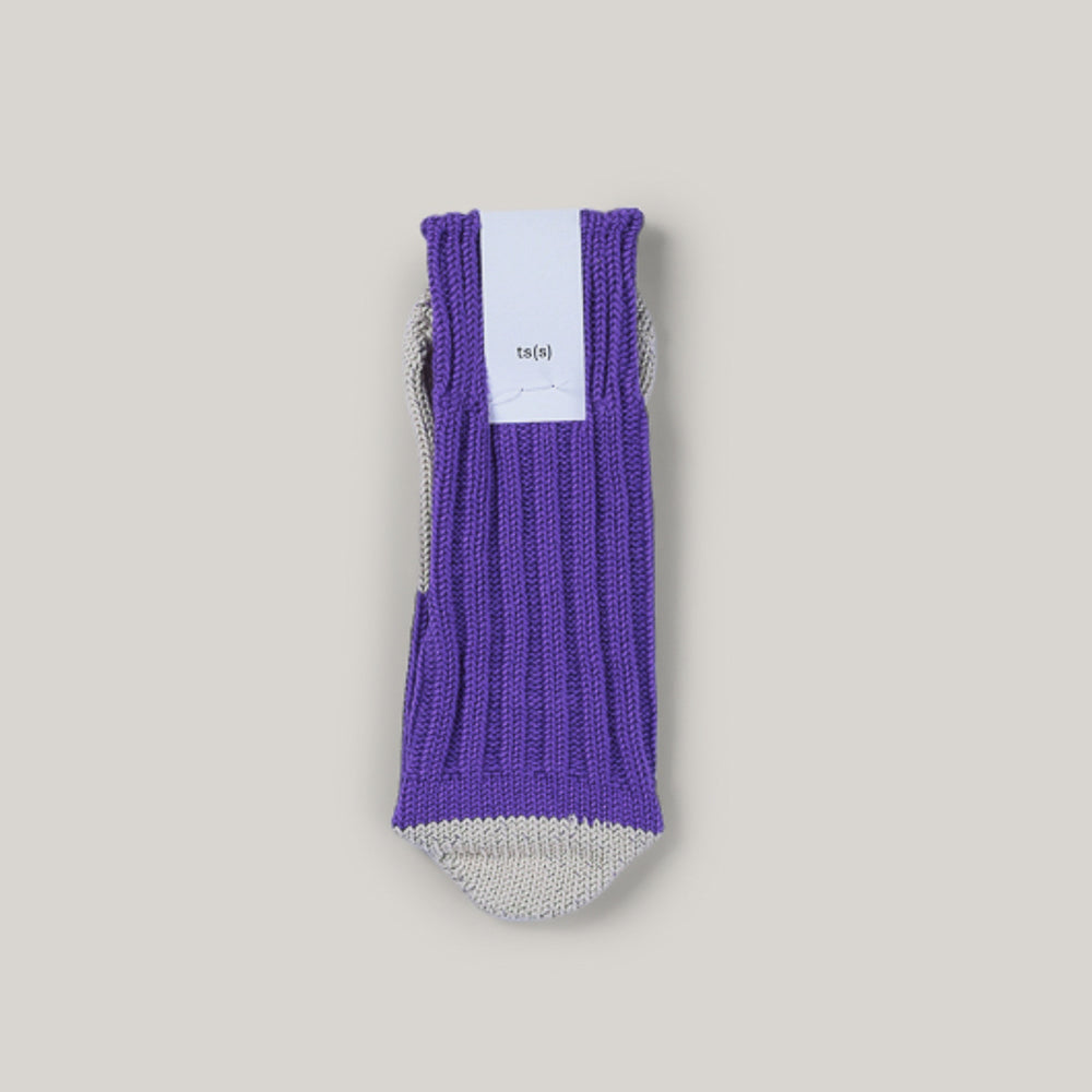 TS(S) UNPAIRED COTTON RIB SOCK (SINGLE) - PURPLE