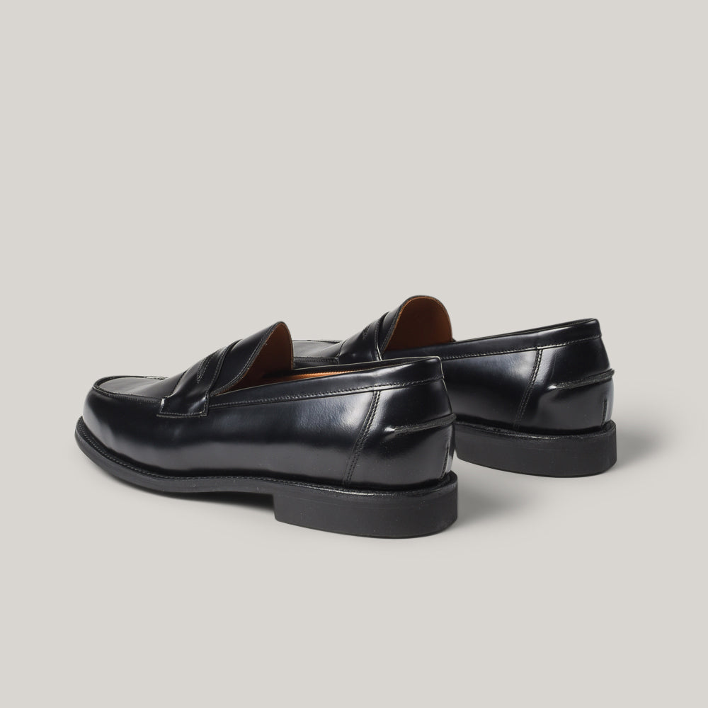 SANDERS BUTTSEAM APRON PENNY LOAFER - BLACK