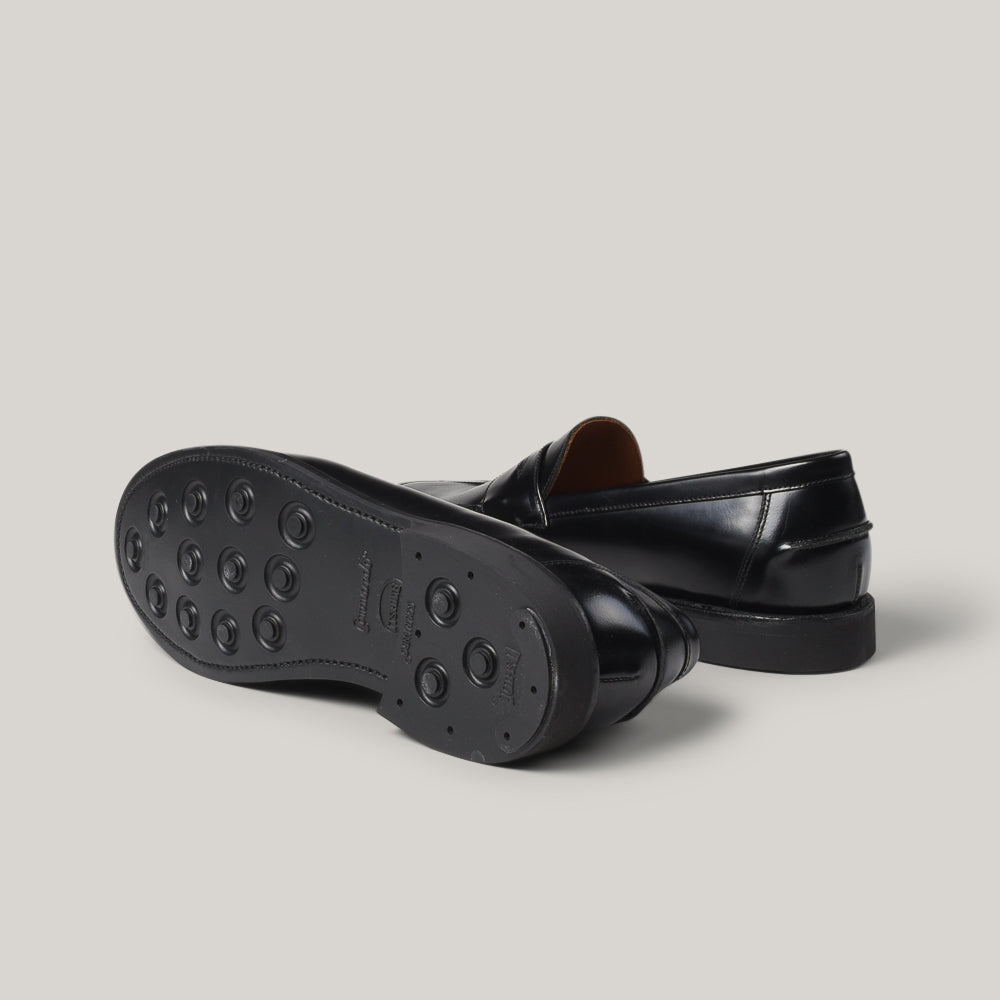 SANDERS BUTTSEAM APRON PENNY LOAFER - BLACK