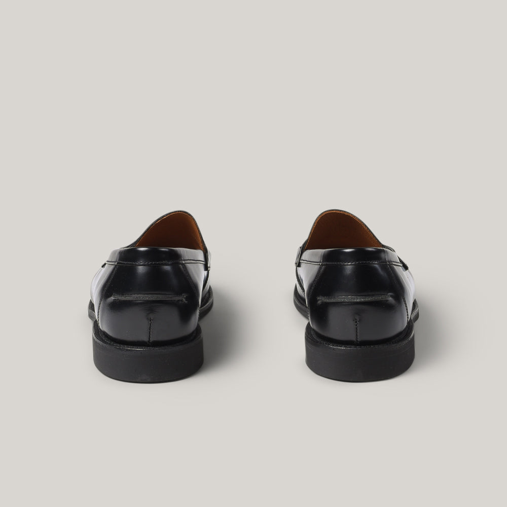 SANDERS BUTTSEAM APRON PENNY LOAFER - BLACK