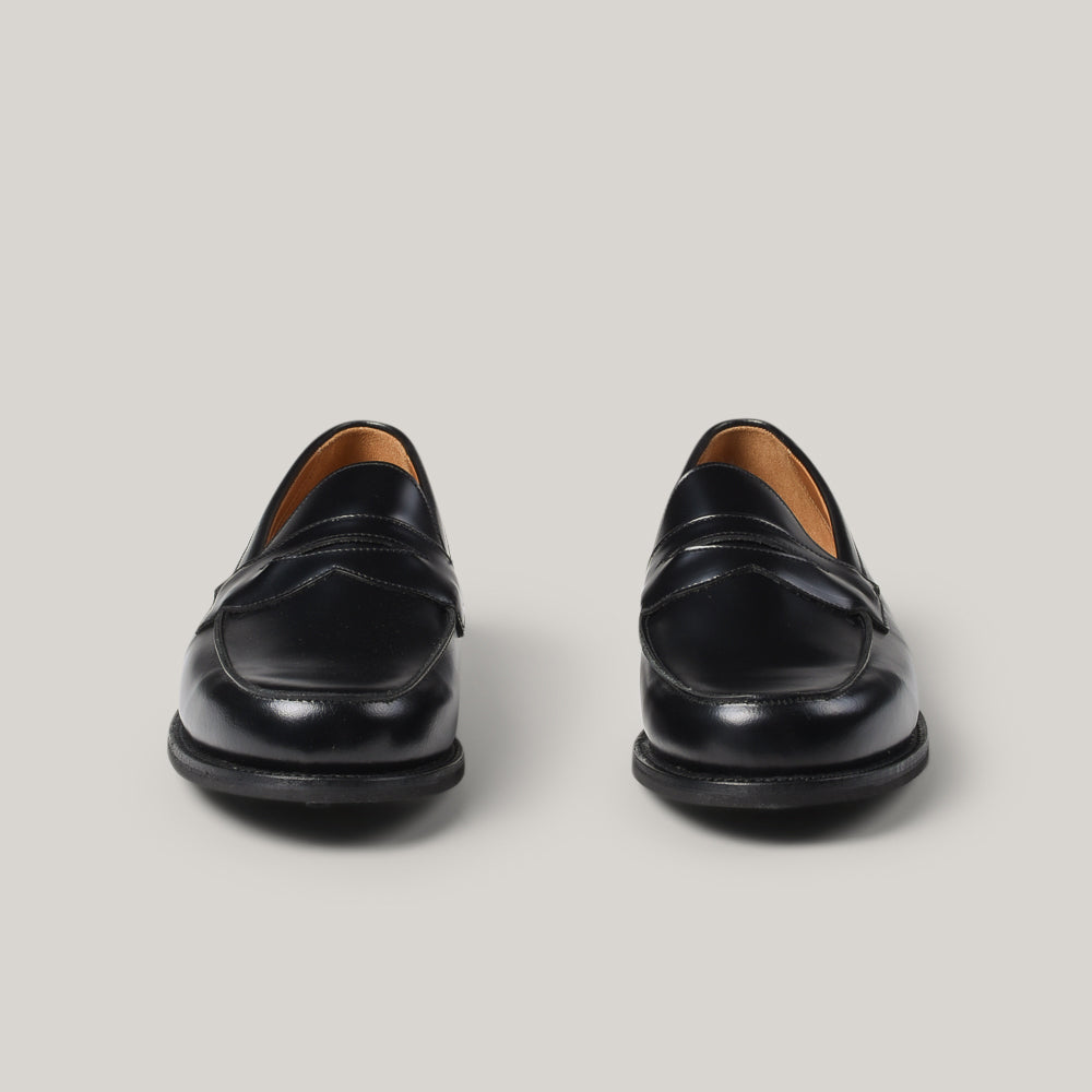 SANDERS BUTTSEAM APRON PENNY LOAFER - BLACK