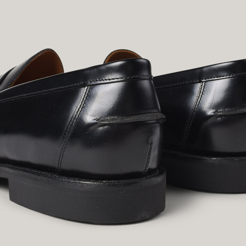SANDERS BUTTSEAM APRON PENNY LOAFER - BLACK