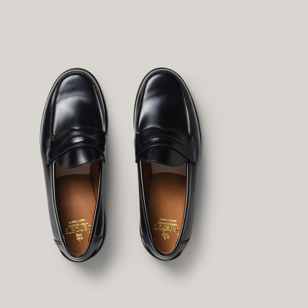 SANDERS BUTTSEAM APRON PENNY LOAFER - BLACK