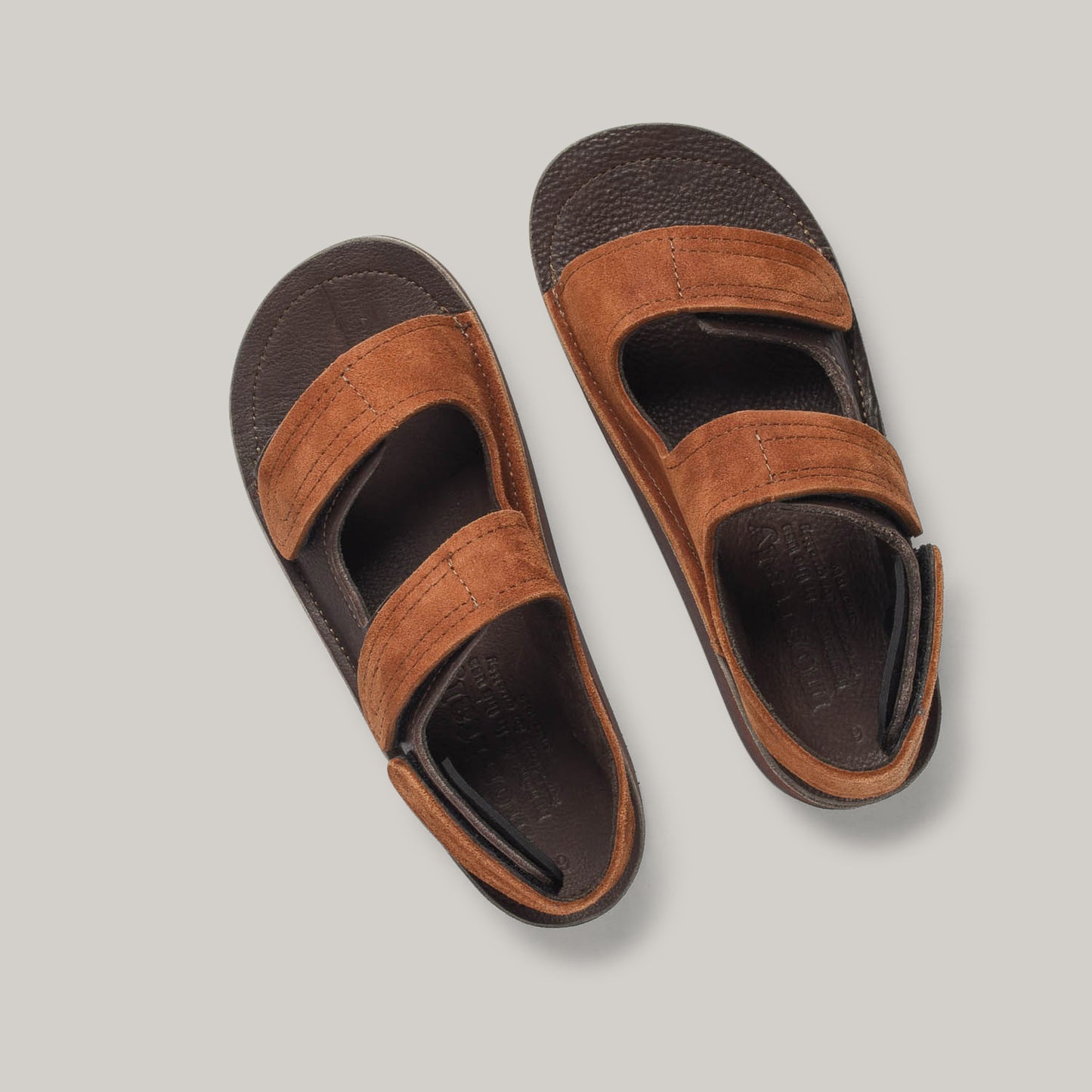MONITALY LEATHER 3 STRAP SANDAL - TOBACCO X CHOCOLATE