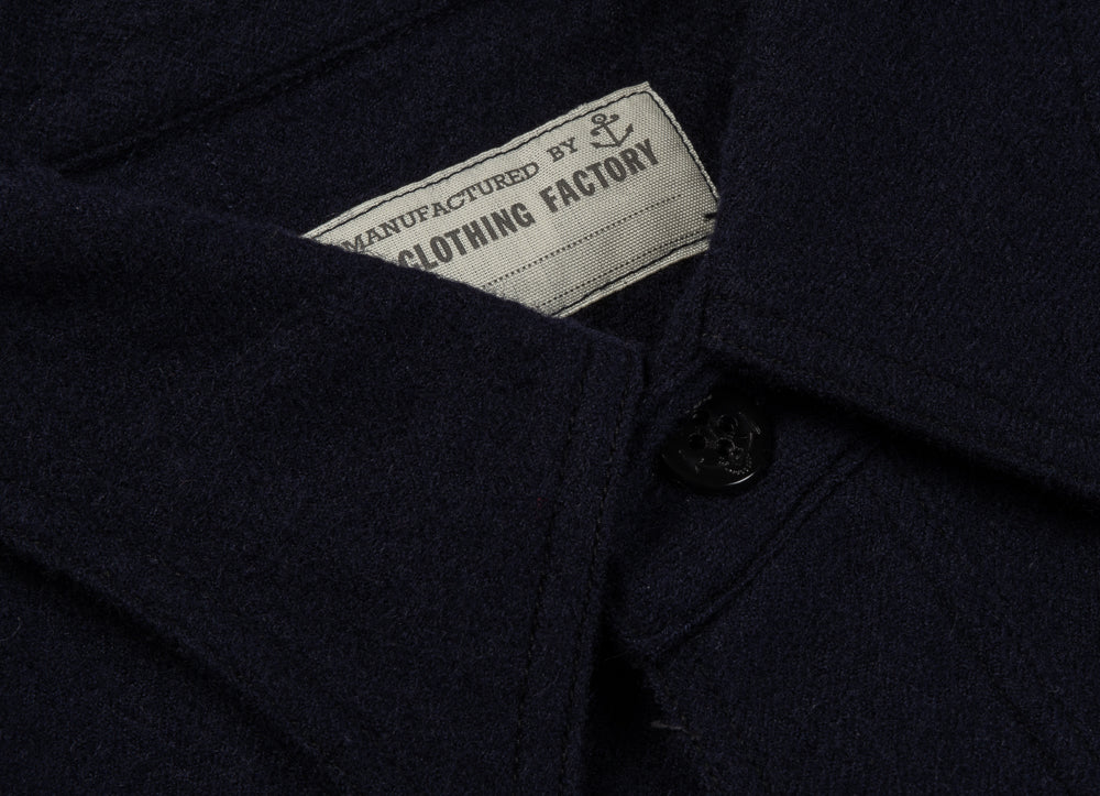 BUZZ RICKSON CPO SHIRT LS WOOL FLANNEL - NAVY