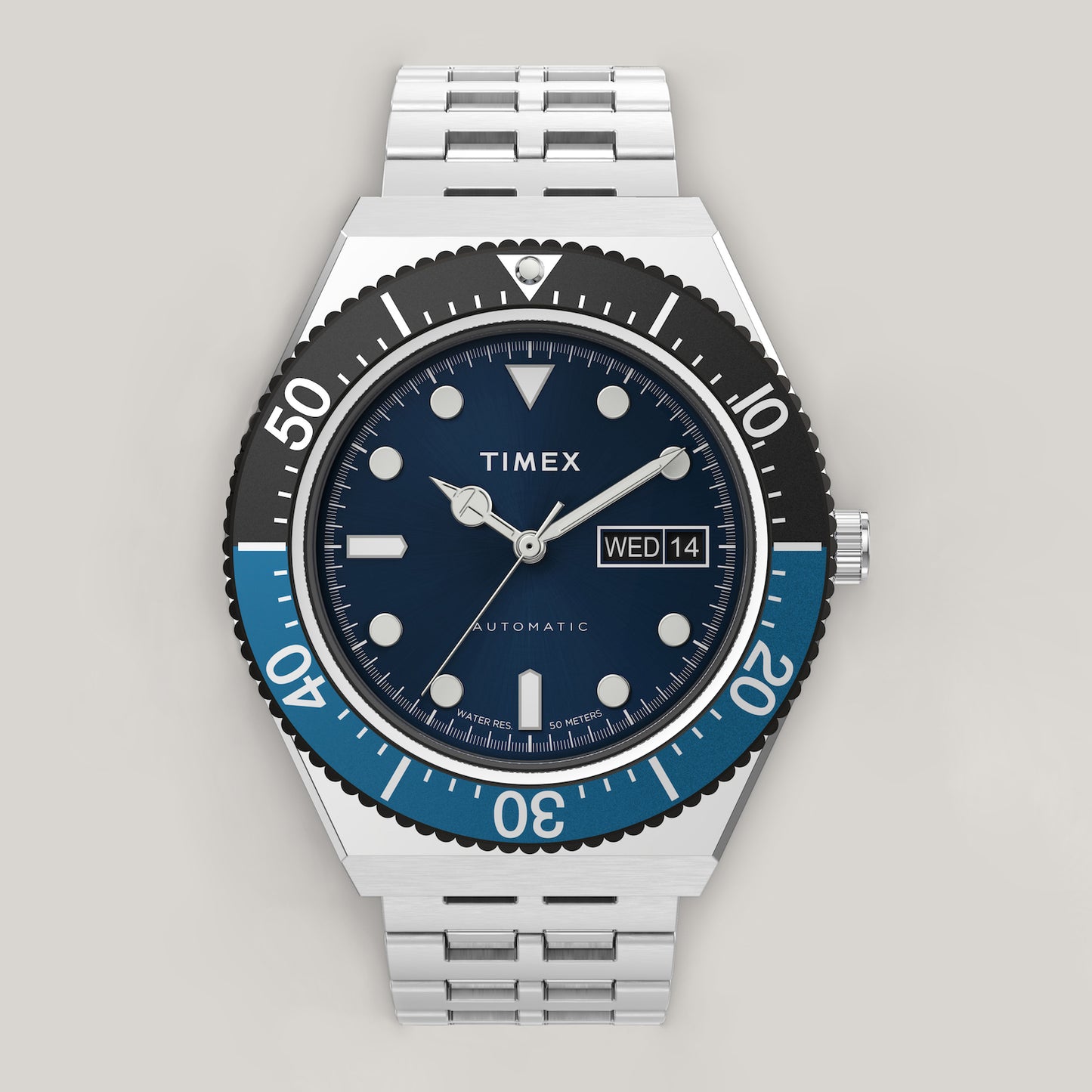 TIMEX M79 AUTOMATIC 40MM STAINLESS STEEL BRACELET WATCH - SILVER