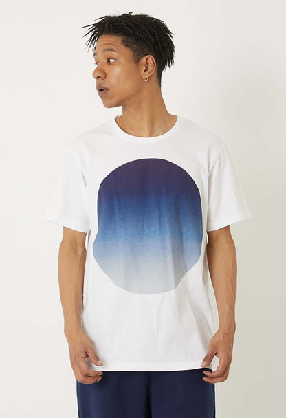 BLUE BLUE JAPAN GRADATION BIG CIRCLE PRINT SS TEE - BLUE