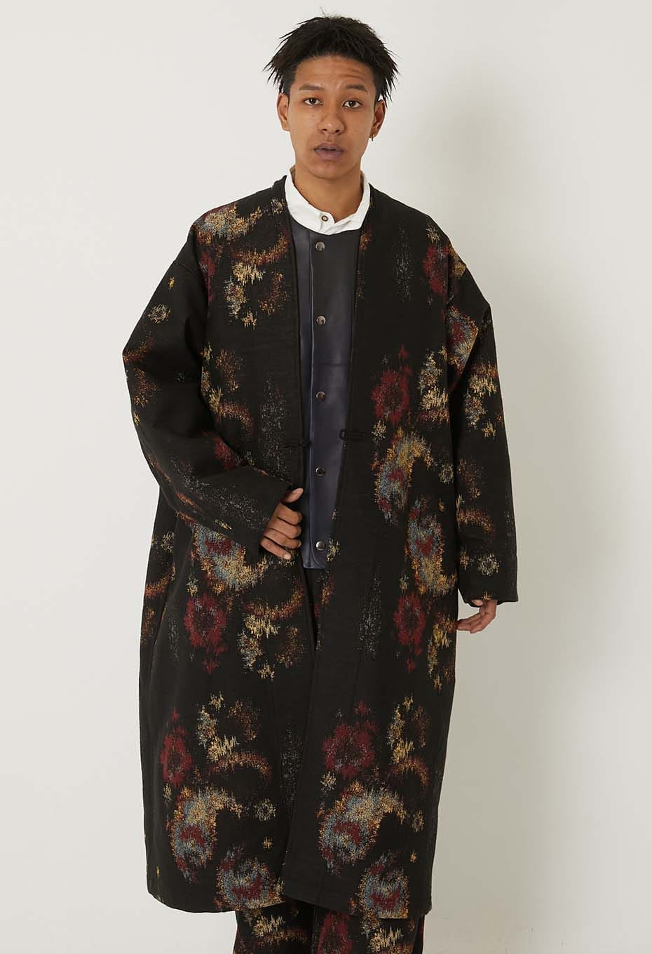 BLUE BLUE JAPAN TSUJIGAHANA GOBELIN LONG HAORI JACKET - BLACK