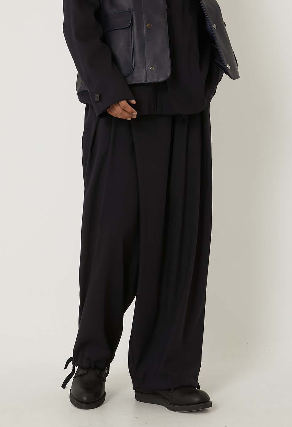 BLUE BLUE JAPAN STRETCH DRY TWILL FULL WIDE PANTS - DARK NAVY
