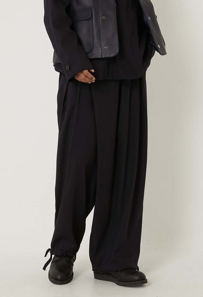 BLUE BLUE JAPAN STRETCH DRY TWILL FULL WIDE PANTS - DARK NAVY