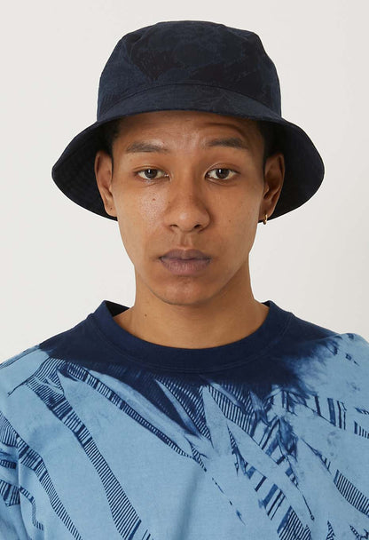 BLUE BLUE JAPAN INDIGO NYLON SATIN TSUJIGAHANA BUCKET HAT