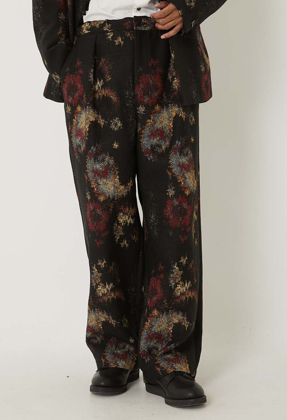 BLUE BLUE JAPAN TSUJIGAHANA GOBELIN STRAIGHT DRAWSTRING PANTS - BLACK