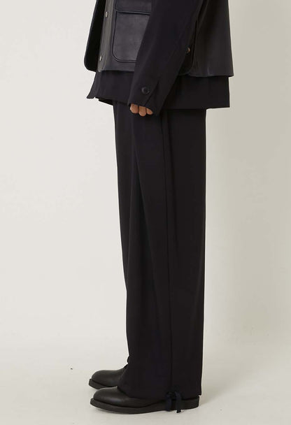 BLUE BLUE JAPAN STRETCH DRY TWILL FULL WIDE PANTS - DARK NAVY