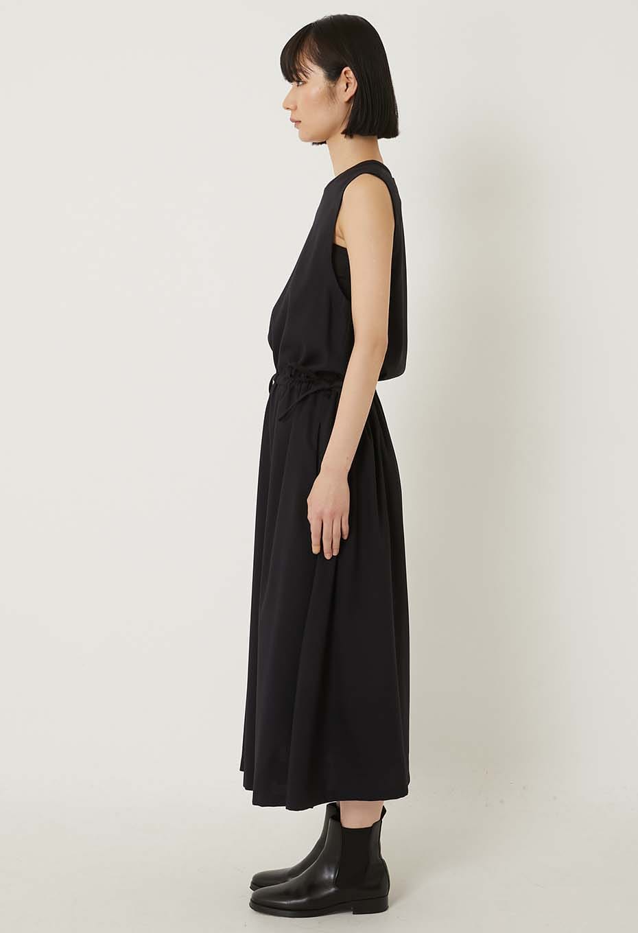 BLUE BLUE JAPAN STRETCH DRY TWILL GATHERED TANK DRESS- DARK NAVY