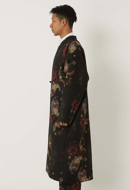 BLUE BLUE JAPAN TSUJIGAHANA GOBELIN LONG HAORI JACKET - BLACK