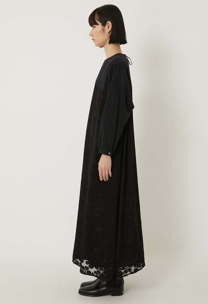 BLUE BLUE JAPAN OPENWORK PATTERN PULLOVER DRESS - BLACK
