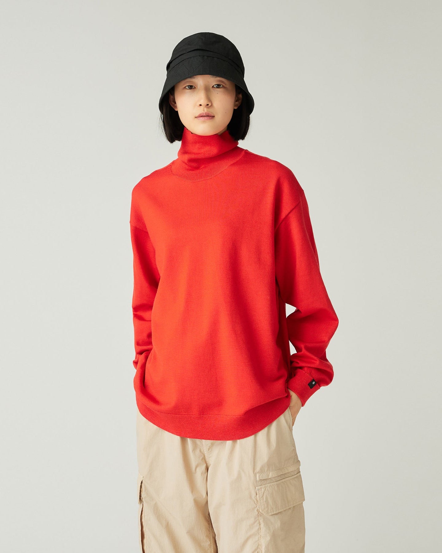 SNOW PEAK WASHABLE WOOL TURTLENECK KNIT - ORANGE