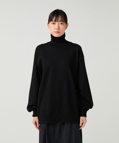 SNOW PEAK WASHABLE WOOL TURTLENECK KNIT - BLACK