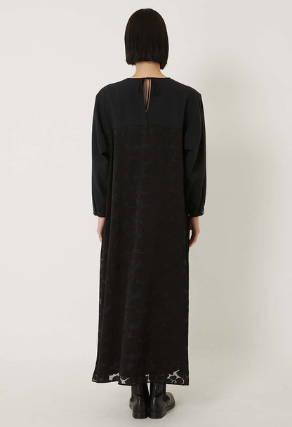 BLUE BLUE JAPAN OPENWORK PATTERN PULLOVER DRESS - BLACK