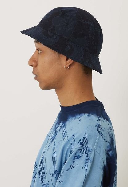 BLUE BLUE JAPAN INDIGO NYLON SATIN TSUJIGAHANA BUCKET HAT