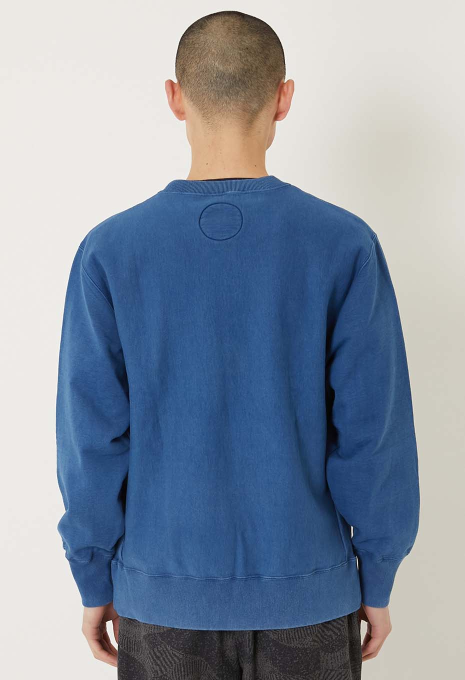BLUE BLUE JAPAN KNITTED ORGANIC COTTON SWEAT HAND DYED CREW NECK PULLOVER - INDIGO