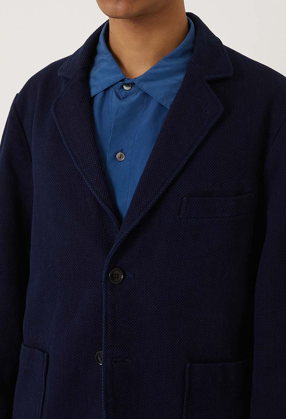 BLUE BLUE JAPAN PURE INDIGO DOUBLE CLOTH SASHIKO TAILORED JACKET